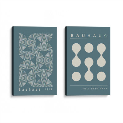Bauhaus Flow and Composition in Storm Blue II Set of 2