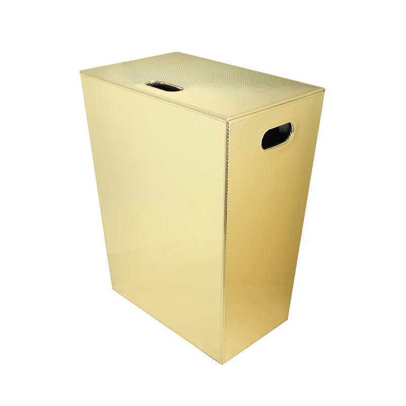 Wood Laundry Hamper with Handles, Gold, Large (24" H x 18.9" W x 11.8" D) 