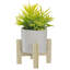 Plante grasse artificielle en pot 8 po avec support en bois
