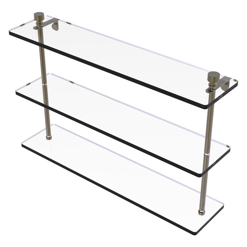 Ballenas 3 Piece Tiered Shelf, Antique Brass, 15" H x 22" W x 5" D