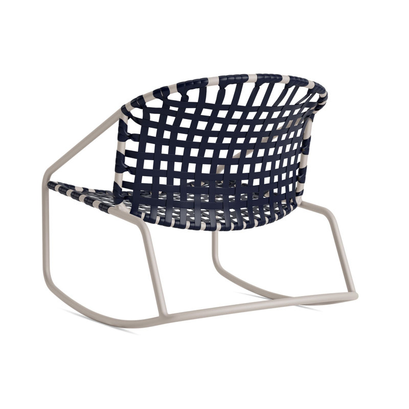 Kantan Outdoor Lounge Chair, Dove Smooth/Marine Vinyl Lace