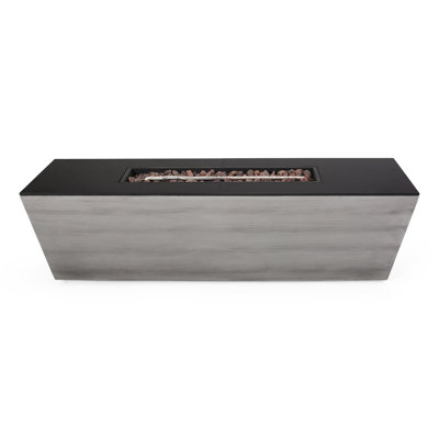 56" Rectangular Fire Pit, 50000 Warmth Output Feature, Ceramic Accentuation, No Assembly, Propane Gas, Black & Gray Heating Capacity Touch, Propane, +