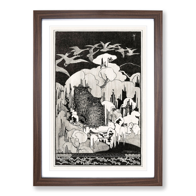 Owls at Winter by Theo Van Hoytema - Framed Print, 65cm H x 48cm W x 2cm D, Walnut Framed