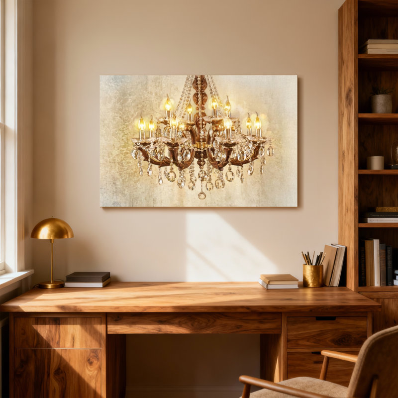 Lustre à la mode et lumière en cristal élégant rétro, H 12 po x l 18 po