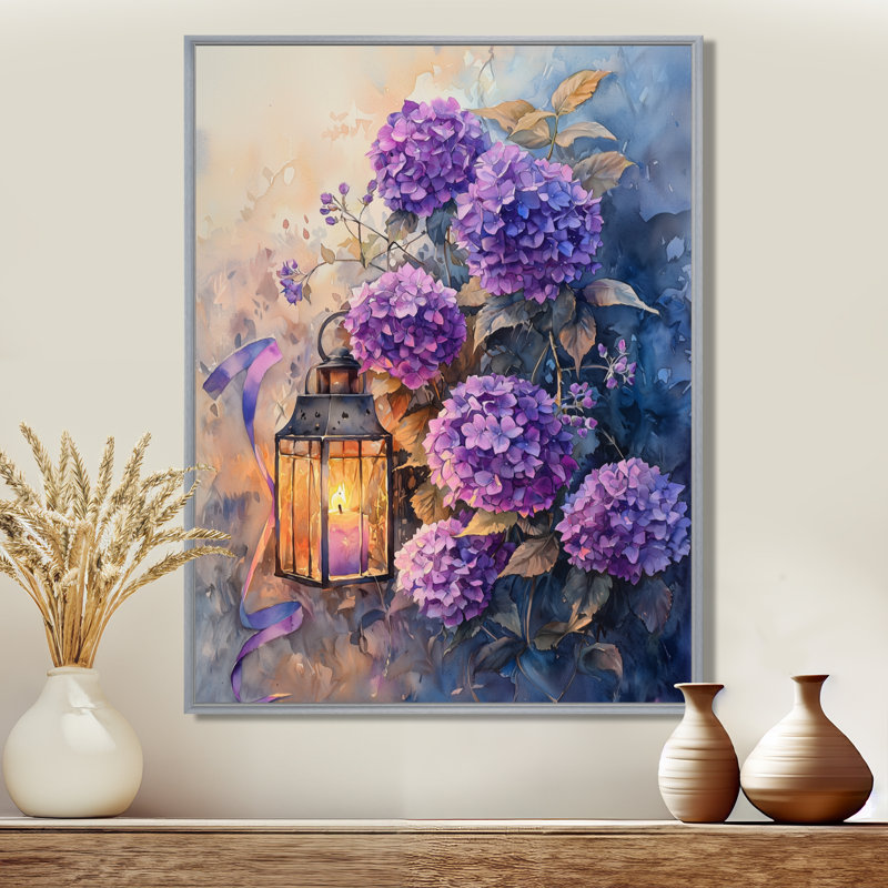 Paysage hortensia et lumière, beauté I - hortensia, art mural, Argent argent, H 32 po x l 24 po