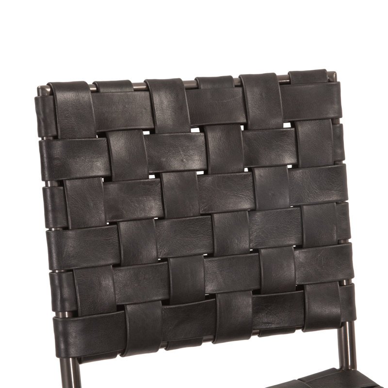 Genuine Leather Parsons Chair Dining Chair, Black