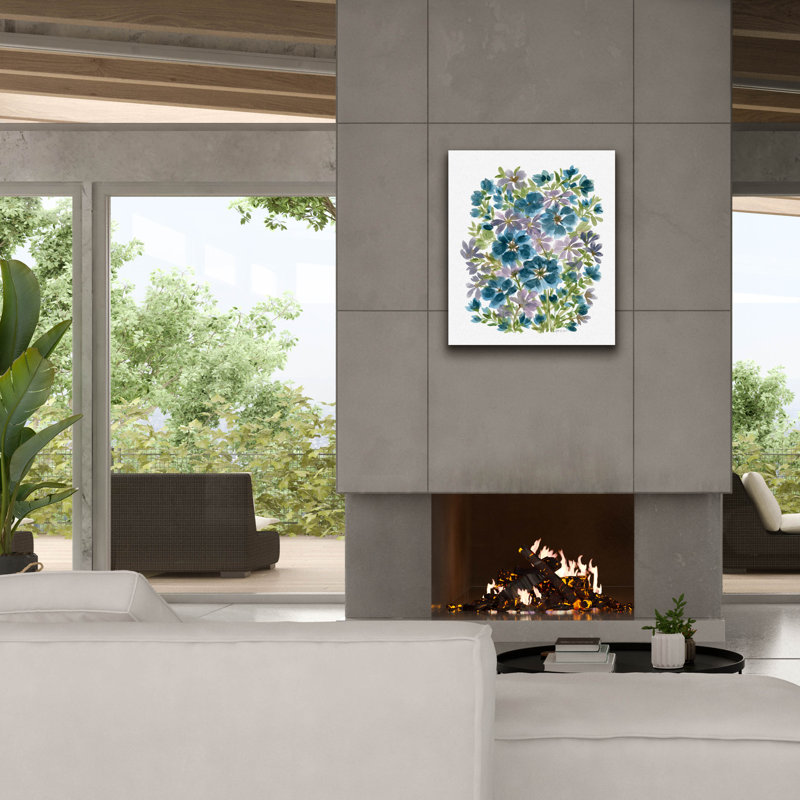 Art mural épique «Blue Blooms» par Yvette St. Amant, H 30 po x l 26 po x P 1,5 po