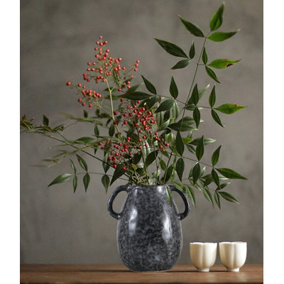 Vase en céramique avec 2 poignées, vase de ferme pour décoration intérieure