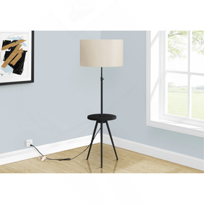 Lighting, Floor Lamp, 63"H, Black Metal, Ivory / Cream Shade, Contemporary