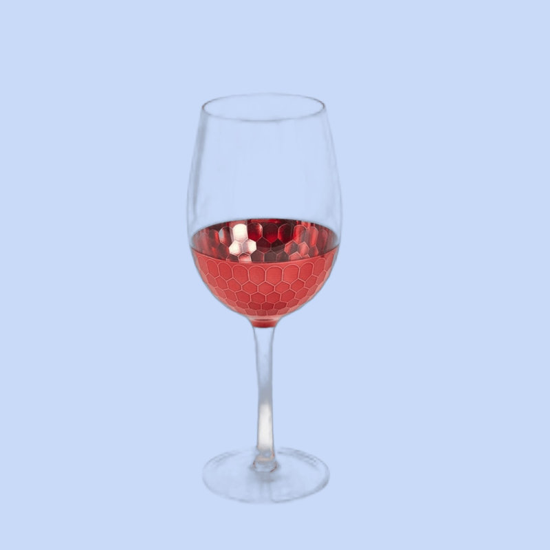 Ensemble de 4 verres à vin à facettes « Red Hot », 47 cl (16 oz), décor en nid d'abeille rouge, hauteur 23,5 cm (9,25 po), compatibles avec le lave-vaisselle.