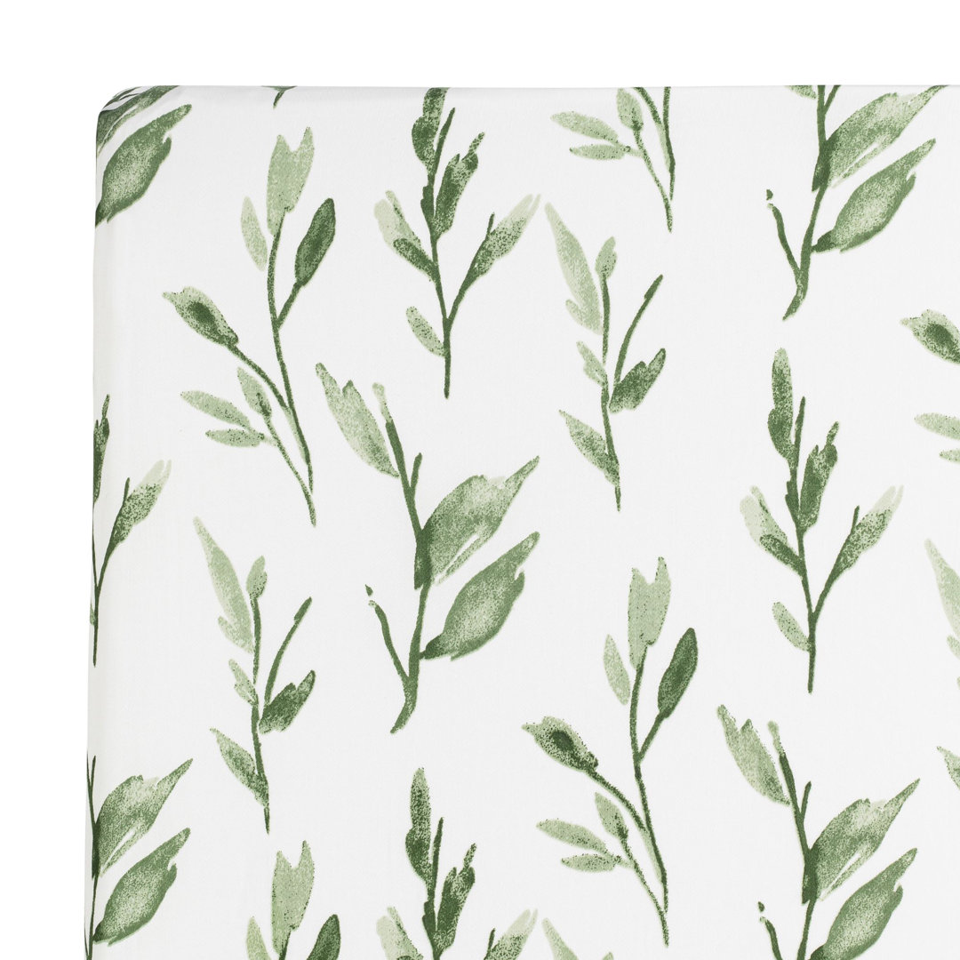 Leafy Floral 100% Cotton Crib Sheet, Soft and Durable, Crane Baby Crane Baby