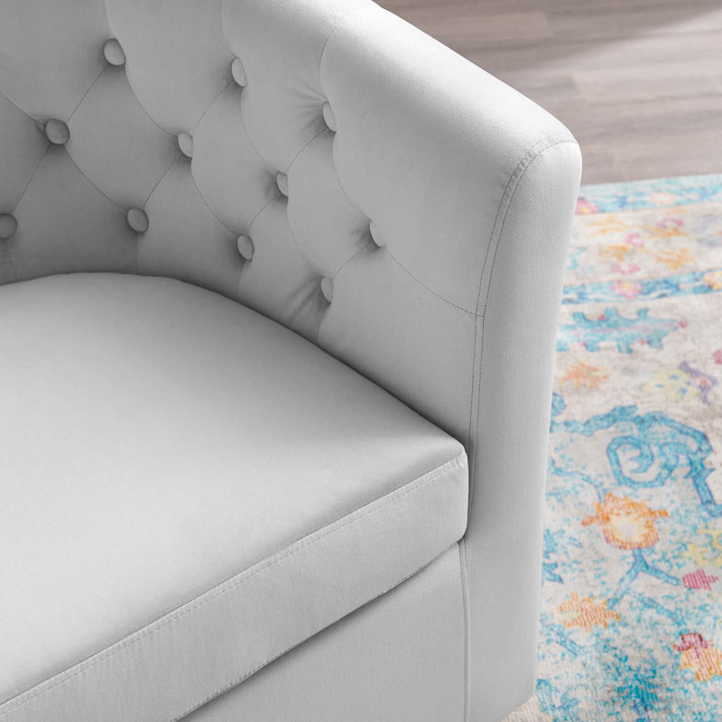 Fauteuil pivotant en velours Performance Prospect, Velours gris clair