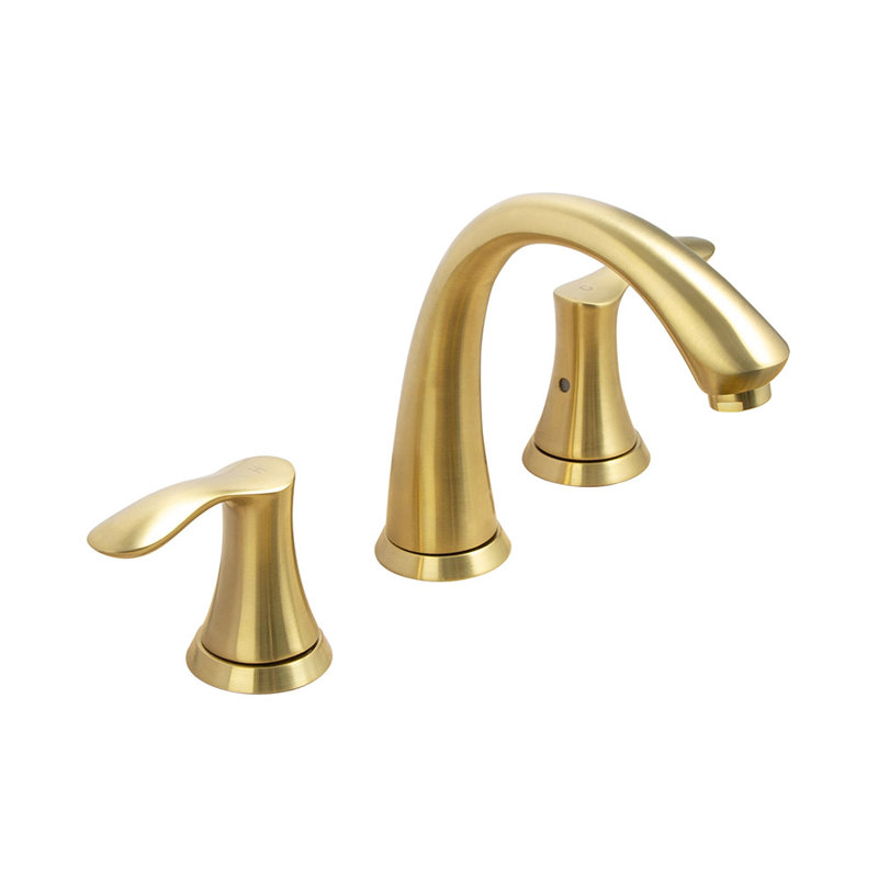 Wide Spread Two Handles Bathroom Sink Faucet with Drain Assembly, Three Holes Bathroom Faucet with Pop-up Drain Stopper, Gold