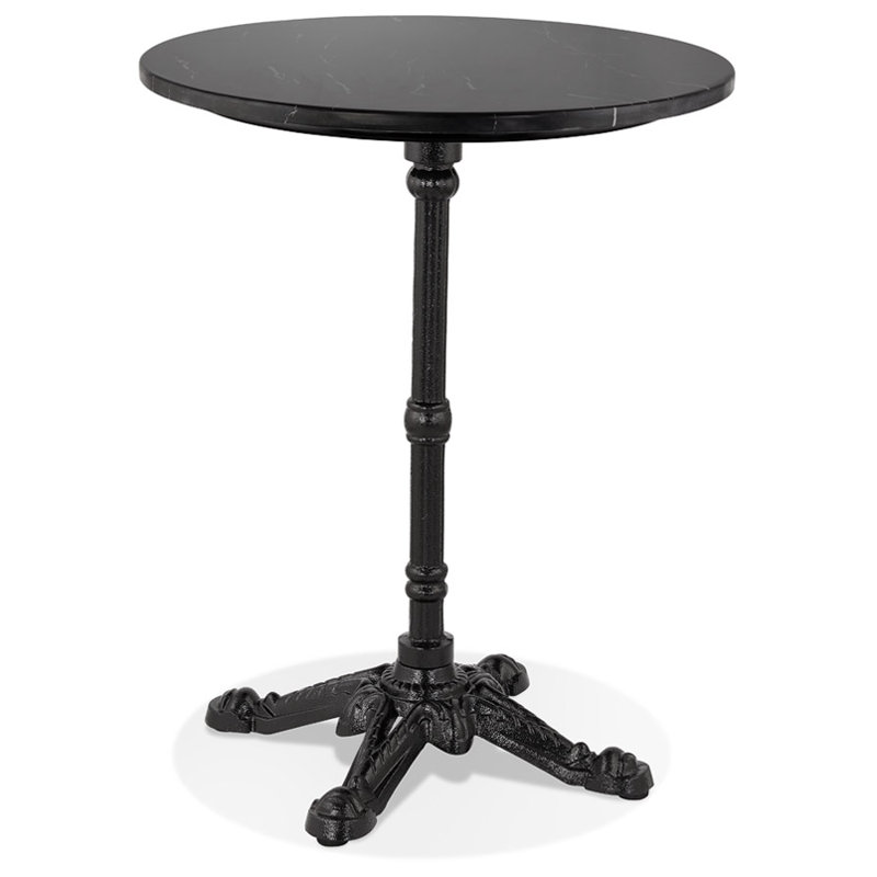 Muth Round Metal Base Dining Table, Black