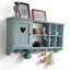 Étagère murale de rangement en bois massif bleu antique avec découpe en forme de cœur