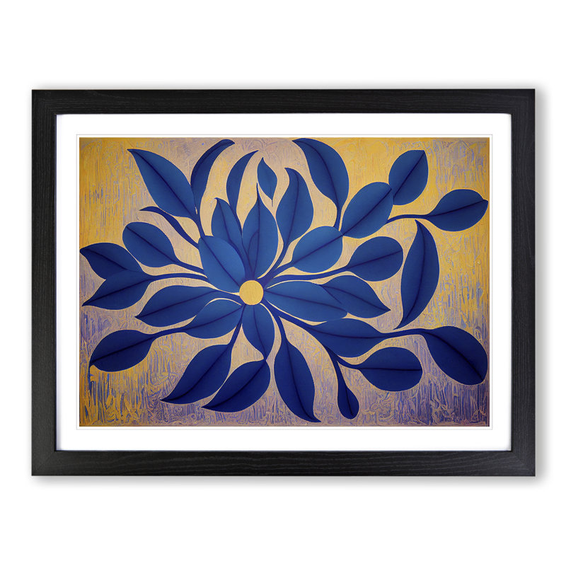 Contemporary Flower - Single Picture Frame Print, 25cm H x 34cm W x 2cm D, Black
