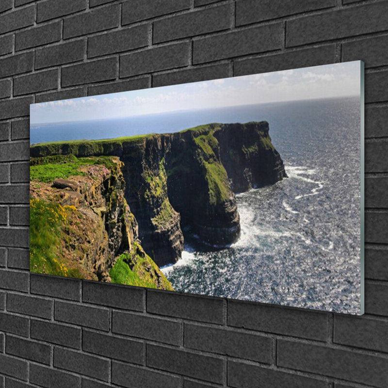Glass Print Wall Art 100X50cm Image Printed On Glass Decorative Wall Picture Behind Toughened / Tempered Safety Real Glass For Kitchen & Living Room Theme: Rock Sea Landscape