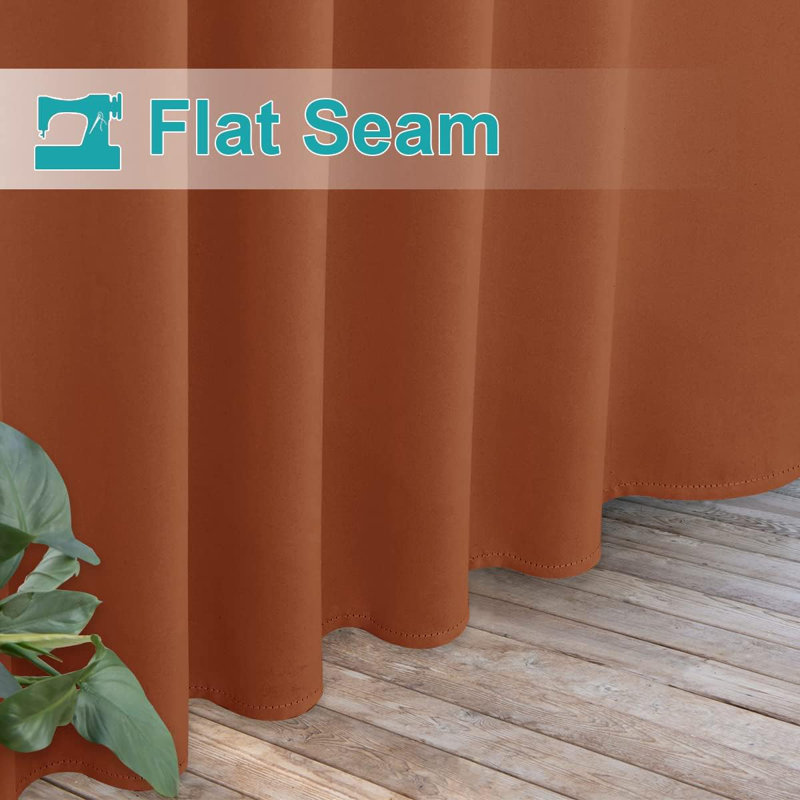2 Panels Outdoor Curtains for Patio Waterproof, Thermal Insulated Detachable Sticky Tab Top Room Darkening Great Vertical Drape Outdoor Divider for Pergola