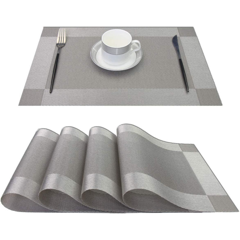 Ensemble de 4 napperons en PVC pour la protection de la table de salle à manger, Gris foncé foncé
