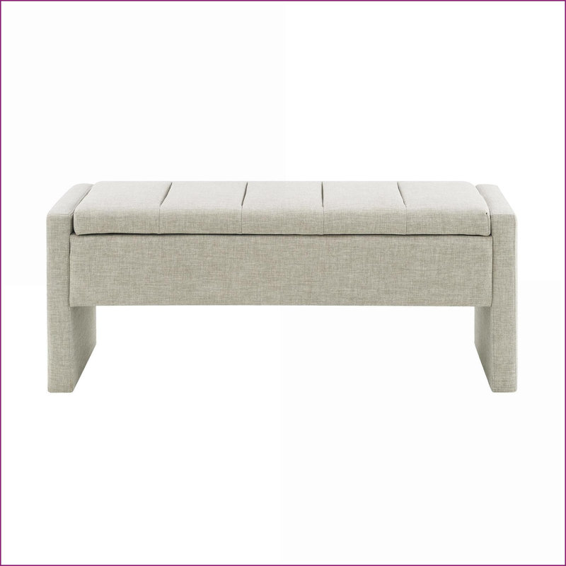 Banc de rangement | Repose-pieds Modern Bed End | Coiffeuse, siège de fenêtre | Lin | Gris clair