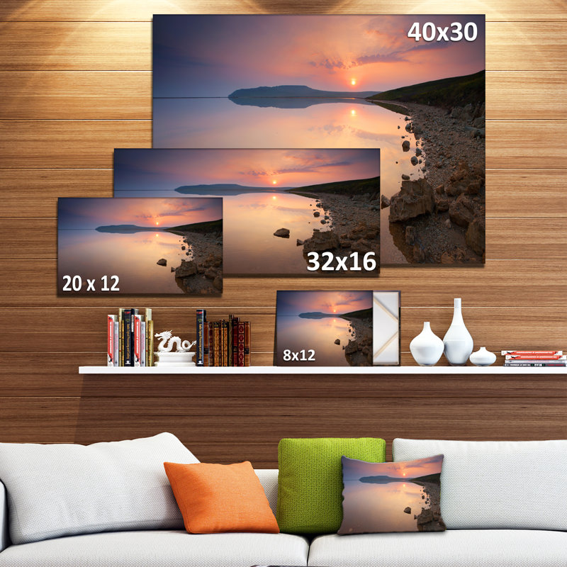« belle soleil over tranquil sea », reproduction de photo sur toile tendue, H 12 po x l 20 po x P 1 po