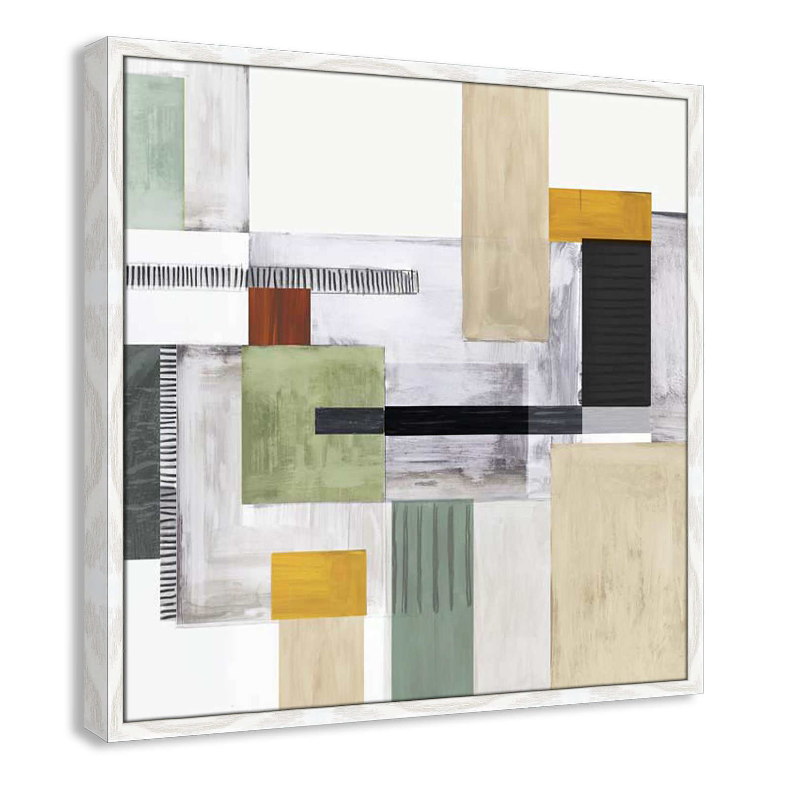 Playful Blocks Print, 27.5" H x 27.5" W x 0.75" D, White Slim Framed