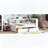Twin L-Shaped Bookcase Bed with Power Outlets and USB Charging-368474794-368474795