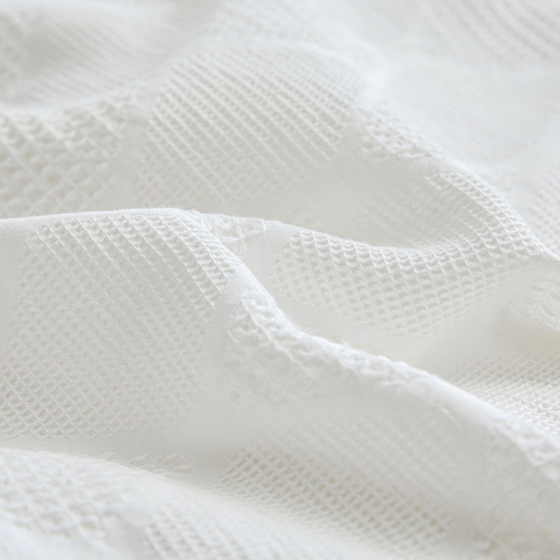 100% Cotton Waffle Weave Duvet Cover Set, White, Queen