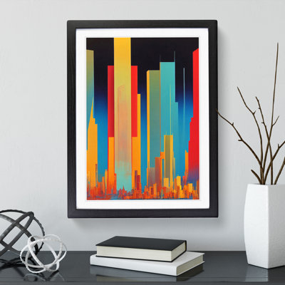 Animated City Skyline Abstract - Wall Art