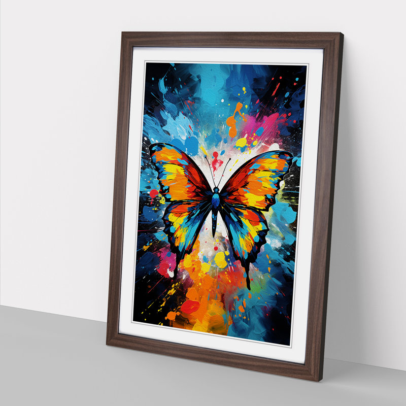 Butterfly Pop Art - Framed Print, Walnut Framed, 46cm H x 34cm W x 2cm D