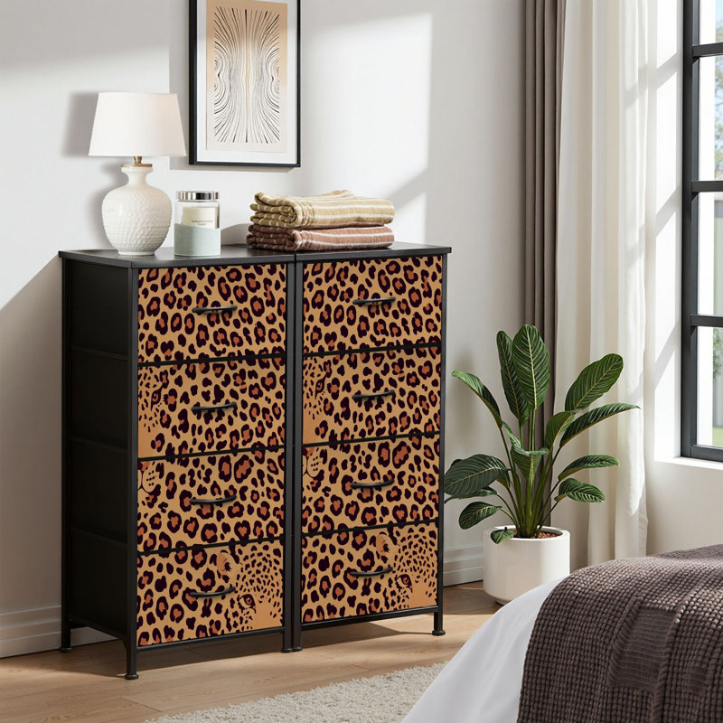 4 Drawer Dresser for Bedroom, Narrow Chest of Drawers, Wooden Top and Study Iron Frame 18"x37.5"-(WxH)