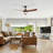 52 Inch Black Ceiling Fan With 3 Dark Wood Grain ABS Blades Remote Control Reversible Motor Dimmable Light And 1H/4H/8H Timer