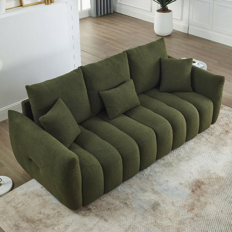 Canapé de 82 po avec 3 coussins de dossier et 3 coussins de dossier en bois massif de qualité supérieure, chaise rembourrée, chambre à coucher, appartement et bureau