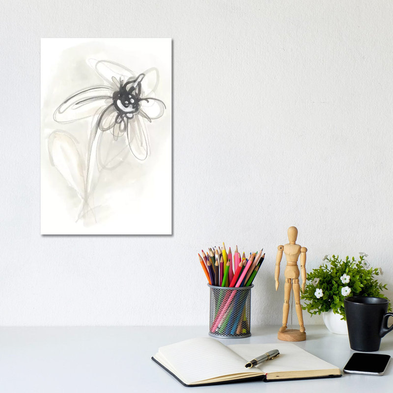 Neutral Floral Gesture V by June Erica Vess - Wrapped Canvas Painting, 20.32 cm H x 30.48 cm W