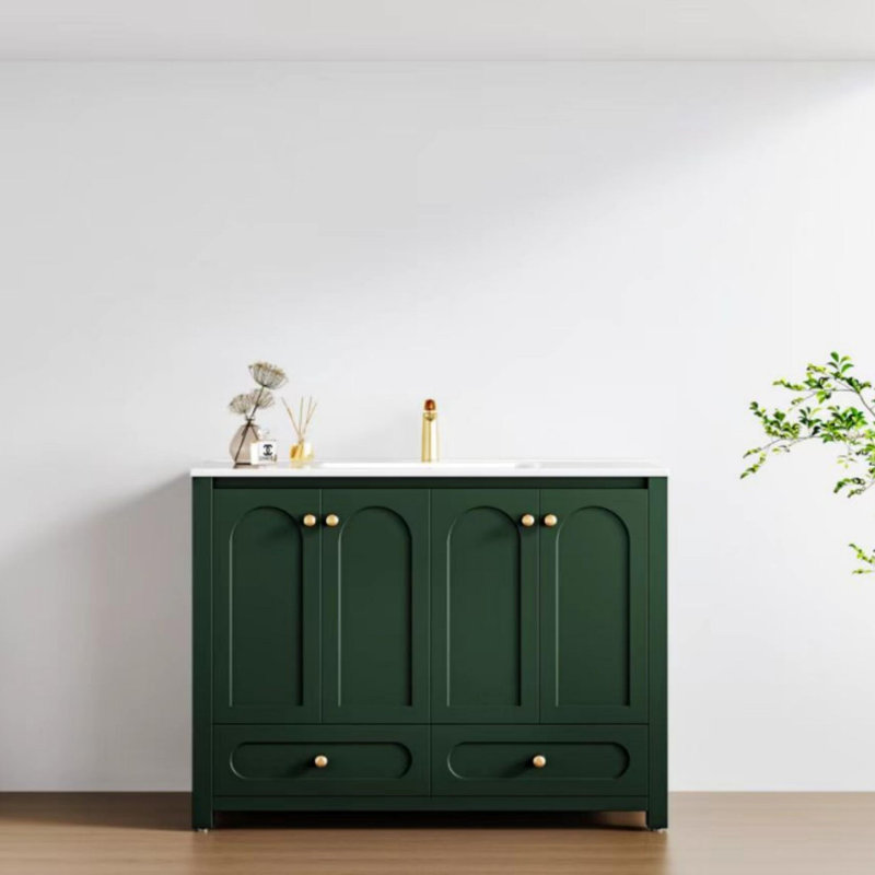 Ensemble de meuble-lavabo avec lavabo en céramique, Blanc