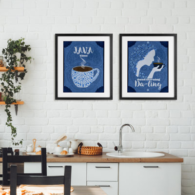 Java Time Good Morning Coffees, ensemble de 2 reproductions encadrées sous verre, Lori Mosley
