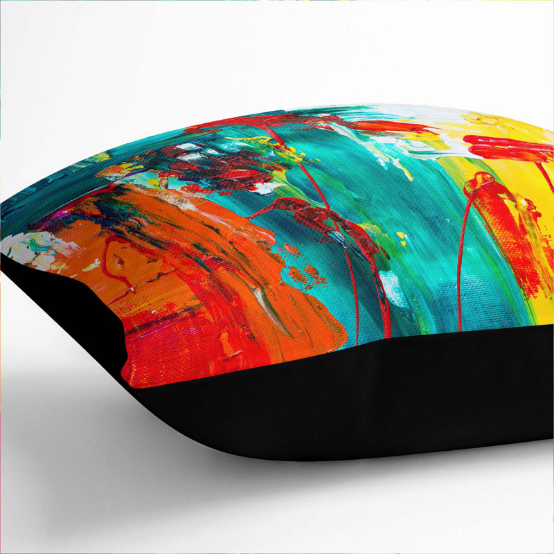 Abstract Square Throw Cushion, 55 x 55 cm, Black