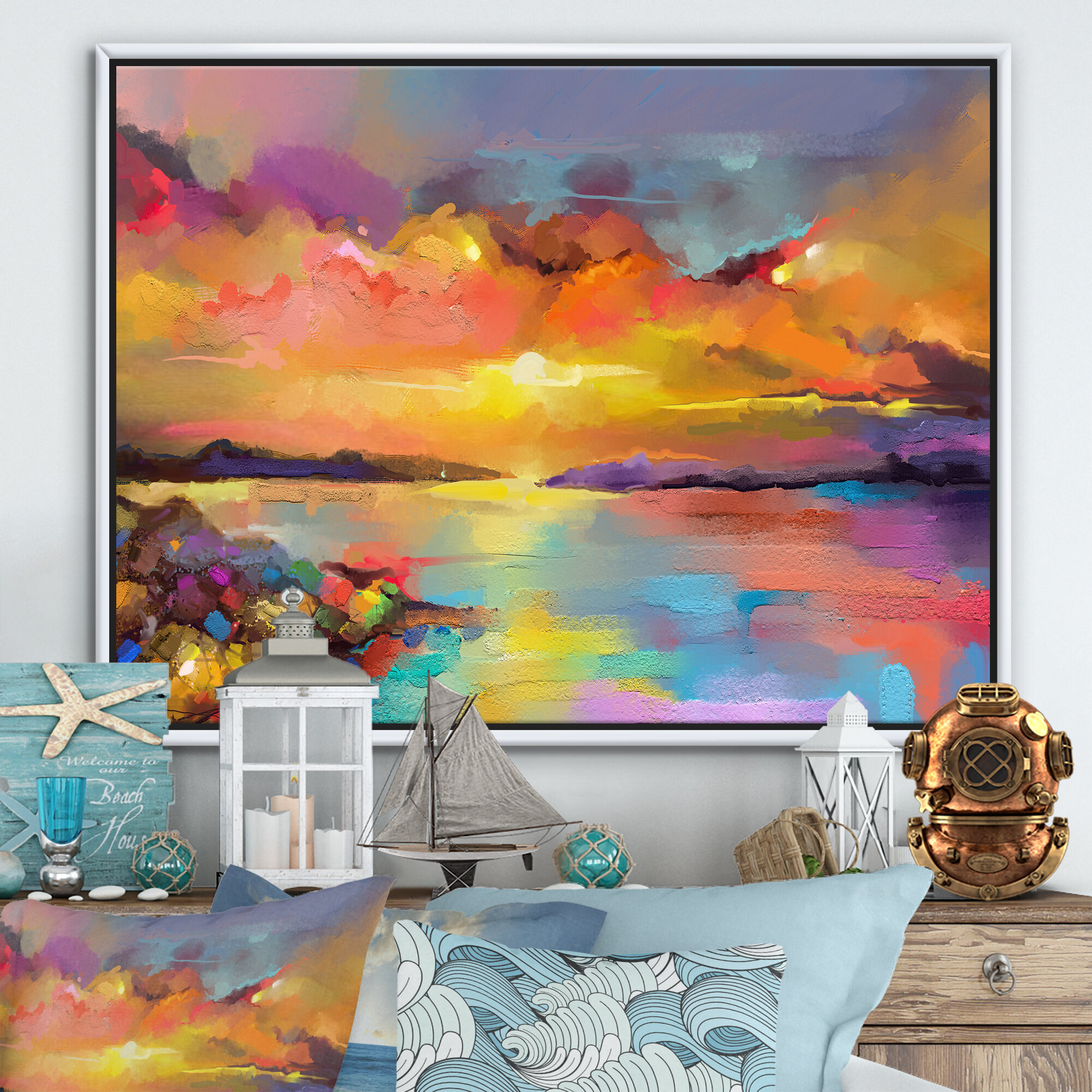 https://assets.wfcdn.com/im/66751885/compr-r85/1365/136555174/sunset-painting-with-colorful-reflections-i-framed-on-canvas-painting.jpg