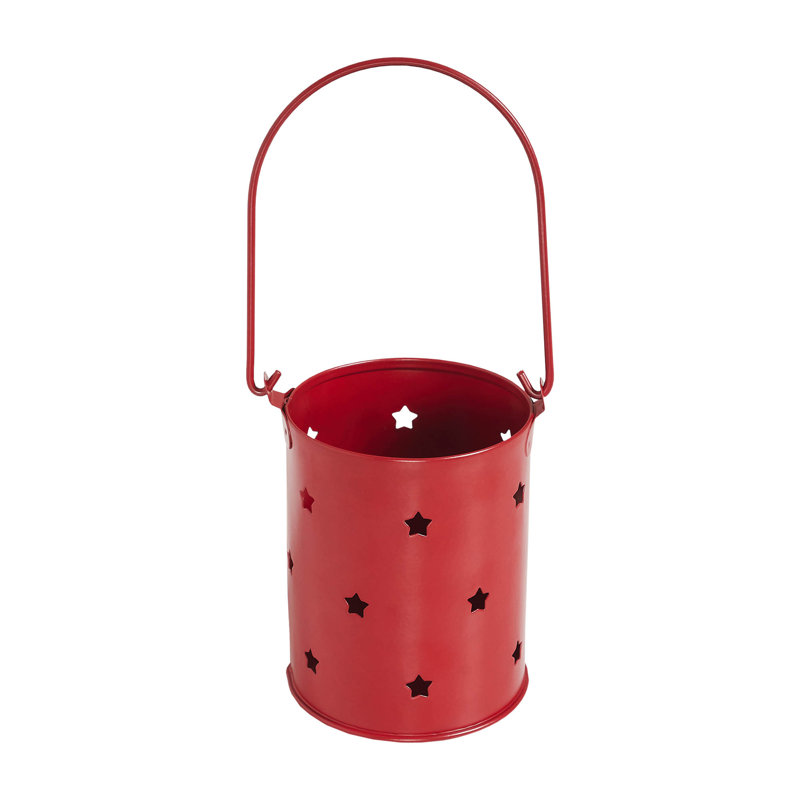 Porte-bougie festive avec découpe d'étoiles 3,75 x 3, Rouge