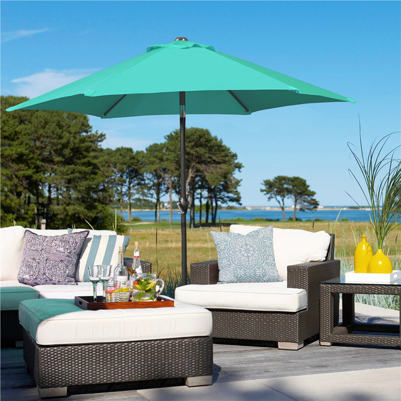 Parasol de terrasse Allport 7,5 pi avec inclinaison et manivelle, H 90 po x l 90 po x P 90 po, Gris