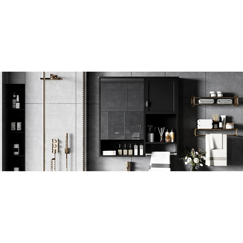 Armoire murale de salle de bain avec miroir - 29,51 po x 28,74 po, tablette réglable, peu encombrante, tablettes modernes de 7,3 po, verre à haute densité, économie