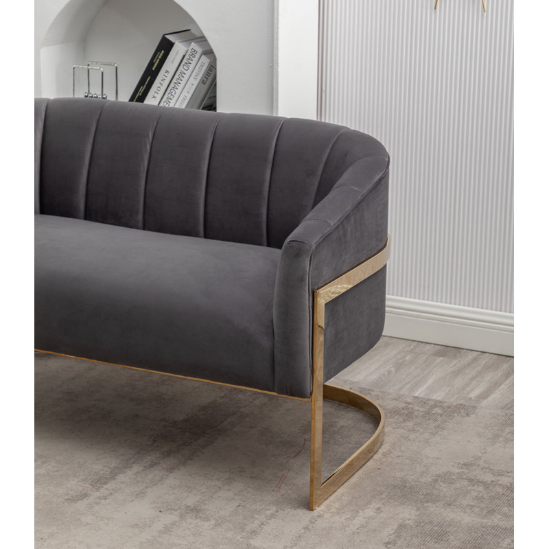 Causeuse en velours Tellico, Velours gris