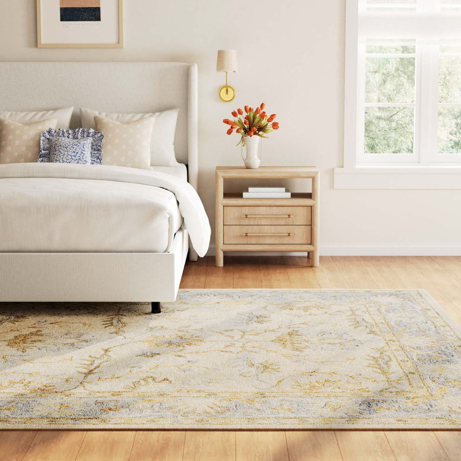 Sienna Beige Gray Hand-Tufted Wool Rug, Rectangle 5' x 7'6"