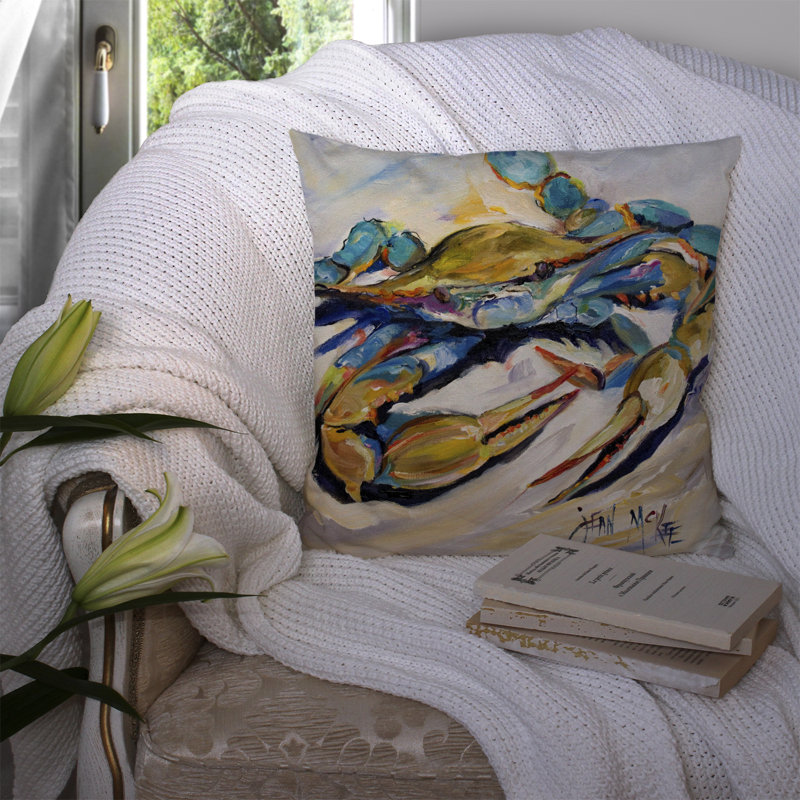 Coussin intérieur/extérieur vert/gris crabe, H 18 po x l 18 po x P 5,5 po