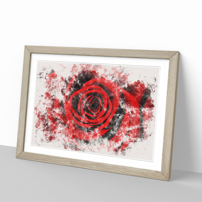 Red Rose Flower Vol.5 - Picture Frame Painting, 36cm H x 48cm W x 2cm D, Oak Framed