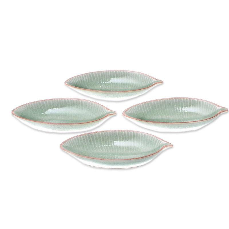 Vandervort 1.5 oz. Festive Banana Celadon Ceramic Cereal Bowl