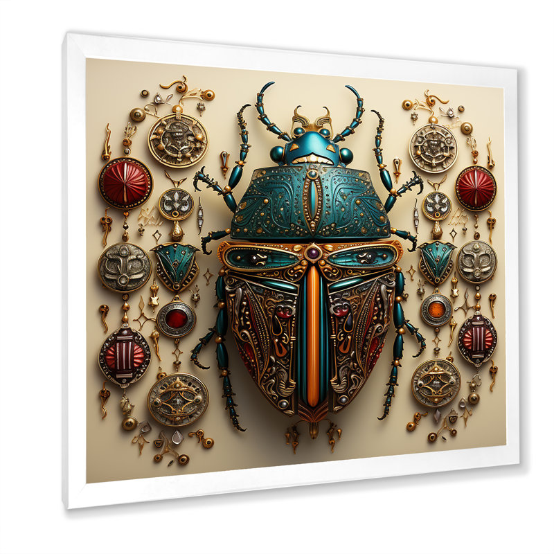 Mystic Beetle 4 - insectes et insectes, art mural, H 30 po x l 30 po x P 1,5 po, Cadre simple blanc