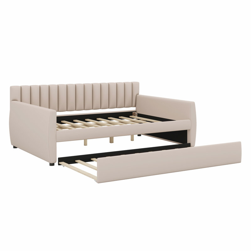 Lit de jour rembourré avec couchette, Beige