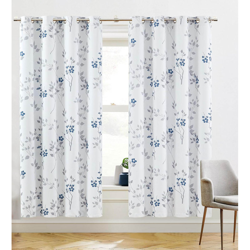 Blackout Curtain Pair, Blue/Grey