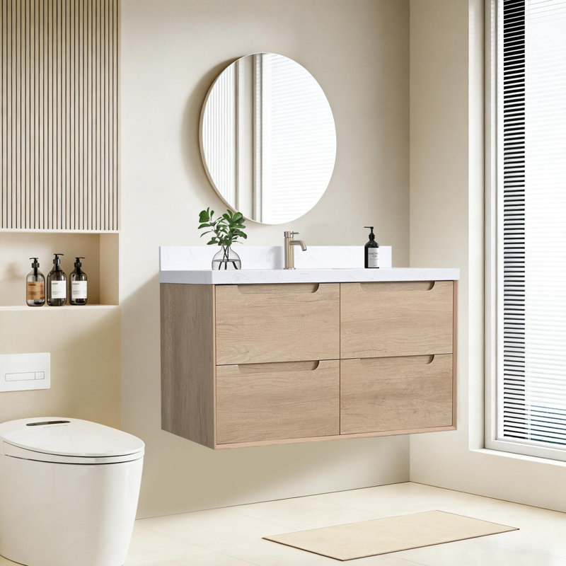 Meuble-lavabo mural avec lavabo et 2 tiroirs, 48